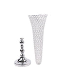 2 - Pack Crystal Beaded Trumpet Vase Set Silver - Table Centerpiece for Grand Occasions 40" - Bell Racket Store