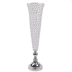 2 - Pack Crystal Beaded Trumpet Vase Set Silver - Table Centerpiece for Weddings and Events 32" - Bell Racket Store