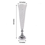 2 - Pack Crystal Beaded Trumpet Vase Set Silver - Table Centerpiece for Weddings and Events 32" - Bell Racket Store