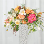 2 - Pack Crystal Beaded Trumpet Vase Silver - Exquisite Floral Display Centerpiece Stand Set for Banquets & Receptions 28" Tall - Bell Racket Store