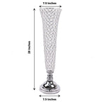 2 - Pack Crystal Beaded Trumpet Vase Silver - Exquisite Floral Display Centerpiece Stand Set for Banquets & Receptions 28" Tall - Bell Racket Store