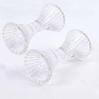 2 - Pack Crystal Pillar Candlestick Stands Hour Glass Design with Diagonal Stripes Clear - Reversible Taper Holders 5" - Bell Racket Store