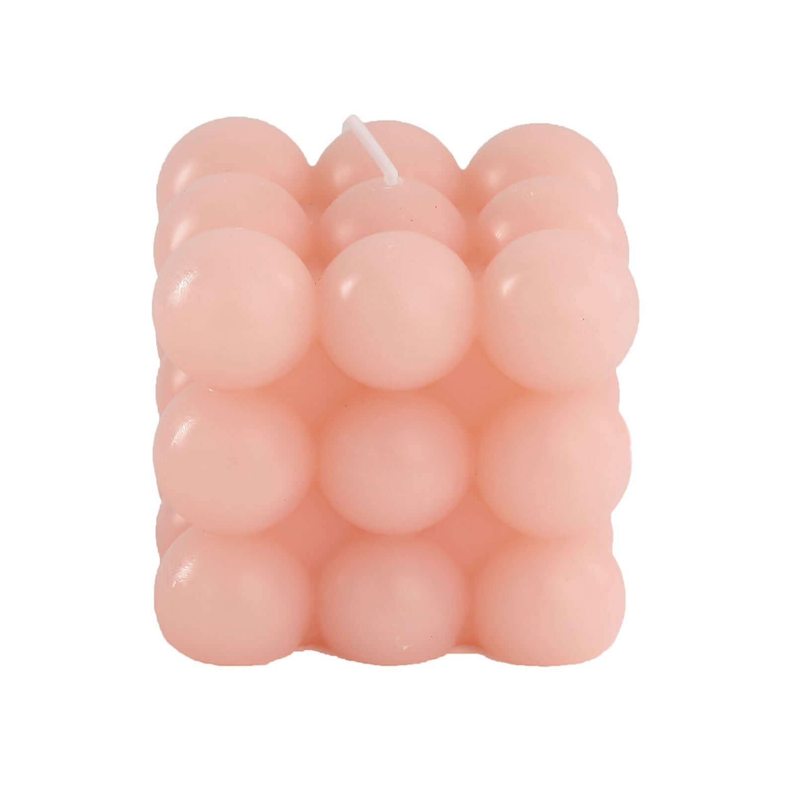 2 - Pack Decorative Paraffin Wax Candles Bubble Cube Design Blush - Unscented Long Burning Pillar Candle Set 2" - Bell Racket Store