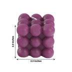 2 - Pack Decorative Paraffin Wax Candles Bubble Cube Design Burgundy - Unscented Long Burning Pillar Candle Set 2" - Bell Racket Store