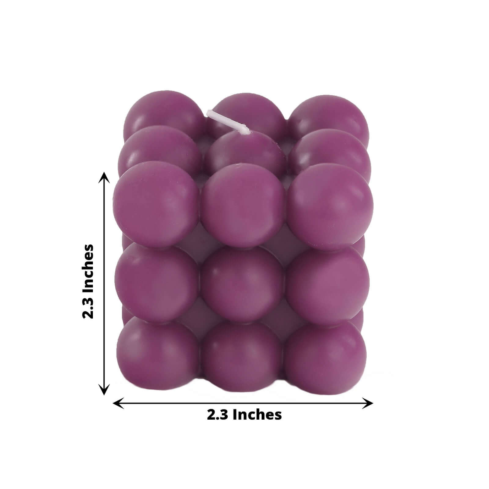 2 - Pack Decorative Paraffin Wax Candles Bubble Cube Design Burgundy - Unscented Long Burning Pillar Candle Set 2" - Bell Racket Store