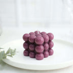 2 - Pack Decorative Paraffin Wax Candles Bubble Cube Design Burgundy - Unscented Long Burning Pillar Candle Set 2" - Bell Racket Store