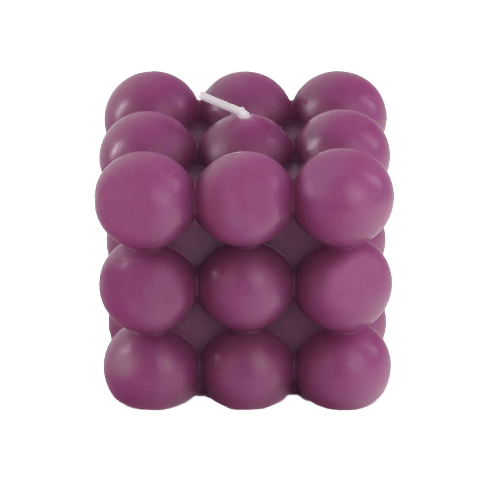 2 - Pack Decorative Paraffin Wax Candles Bubble Cube Design Burgundy - Unscented Long Burning Pillar Candle Set 2" - Bell Racket Store