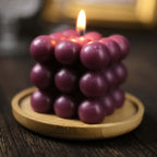 2 - Pack Decorative Paraffin Wax Candles Bubble Cube Design Burgundy - Unscented Long Burning Pillar Candle Set 2" - Bell Racket Store