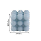 2 - Pack Decorative Paraffin Wax Candles Bubble Cube Design Dusty Blue - Unscented Long Burning Pillar Candle Set 2" - Bell Racket Store