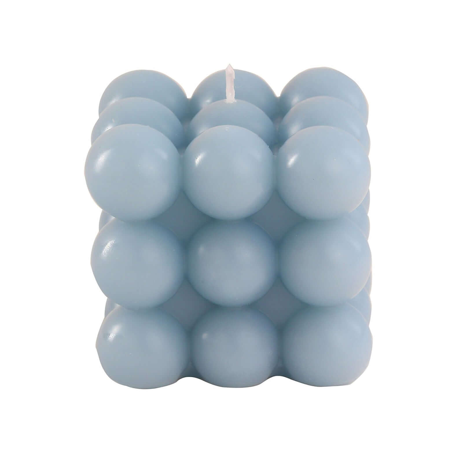 2 - Pack Decorative Paraffin Wax Candles Bubble Cube Design Dusty Blue - Unscented Long Burning Pillar Candle Set 2" - Bell Racket Store