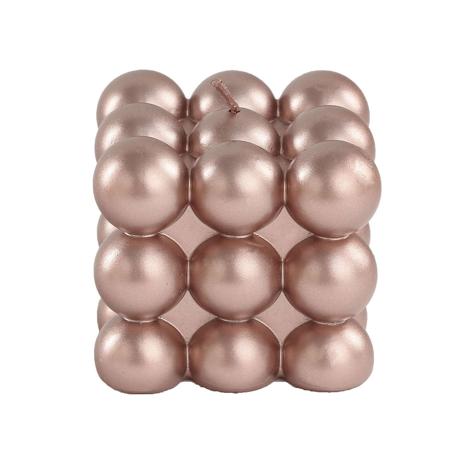 2 - Pack Decorative Paraffin Wax Candles Bubble Cube Design Metallic Rose Gold - Unscented Long Burning Pillar Candle Set 2" - Bell Racket Store