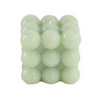 2 - Pack Decorative Paraffin Wax Candles Bubble Cube Design Sage Green - Unscented Long Burning Pillar Candle Set 2" - Bell Racket Store