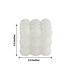 2 - Pack Decorative Paraffin Wax Candles Bubble Cube Design White - Unscented Long Burning Pillar Candle Set 2" - Bell Racket Store