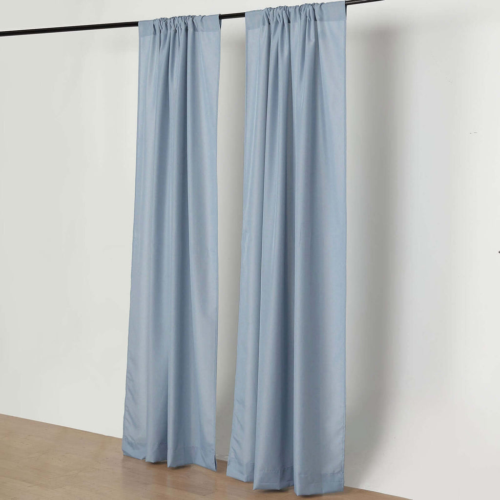 2 Pack Dusty Blue Polyester Event Curtain Drapes, 10ftx8ft Backdrop Event Panels With Rod Pockets 130 GSM - Bell Racket Store