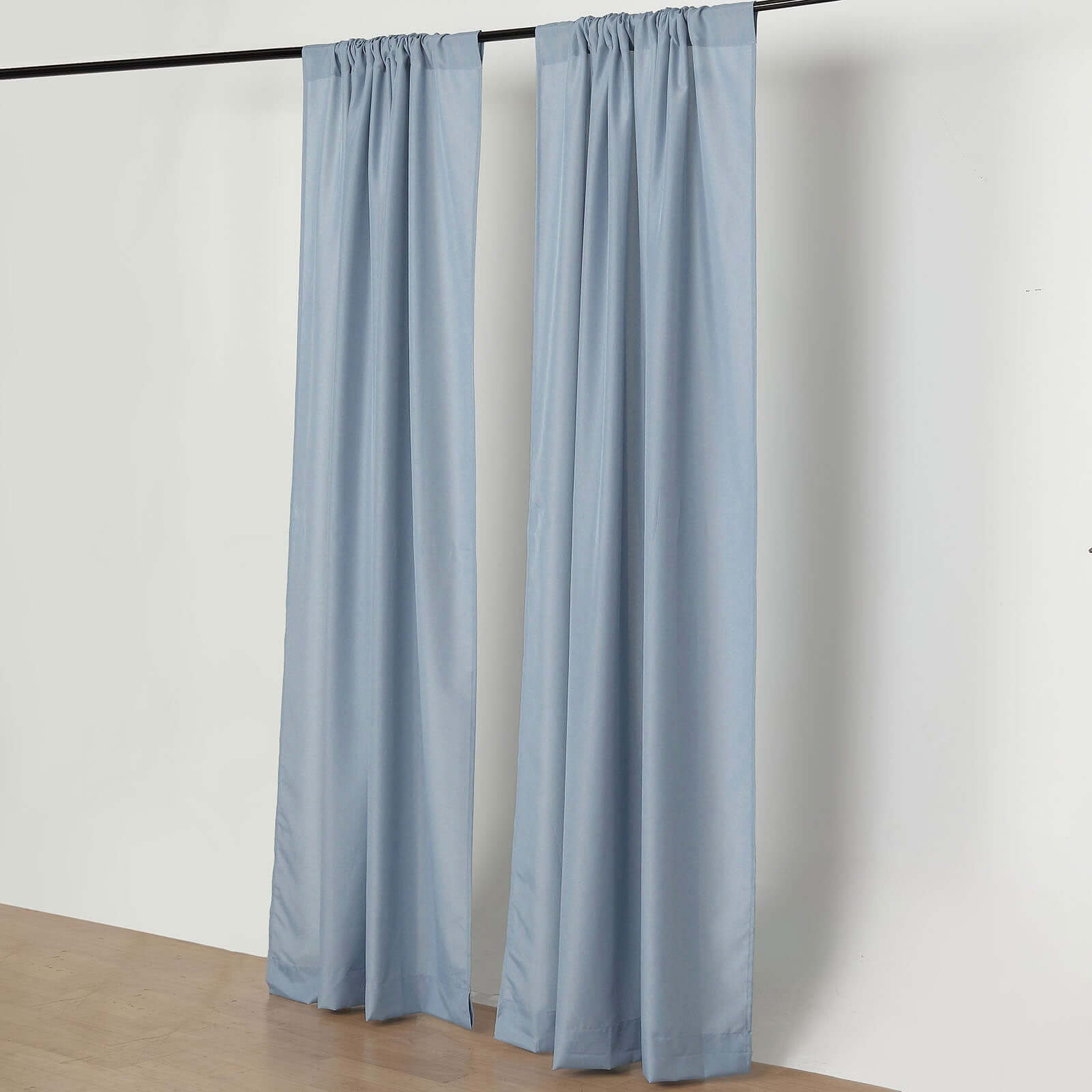 2 Pack Dusty Blue Polyester Event Curtain Drapes, 10ftx8ft Backdrop Event Panels With Rod Pockets 130 GSM - Bell Racket Store