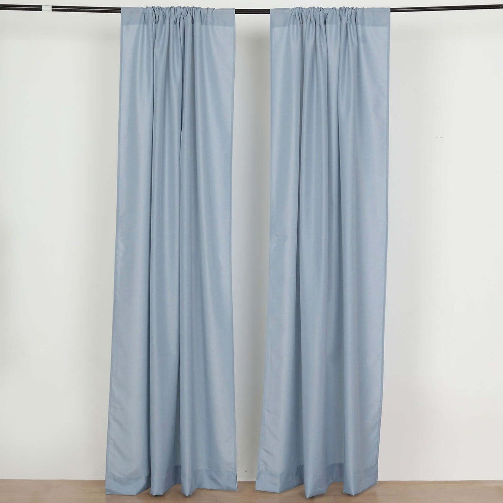 2 Pack Dusty Blue Polyester Event Curtain Drapes, 10ftx8ft Backdrop Event Panels With Rod Pockets 130 GSM - Bell Racket Store