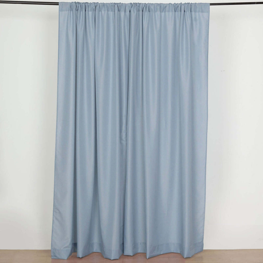 2 Pack Dusty Blue Polyester Event Curtain Drapes, 10ftx8ft Backdrop Event Panels With Rod Pockets 130 GSM - Bell Racket Store