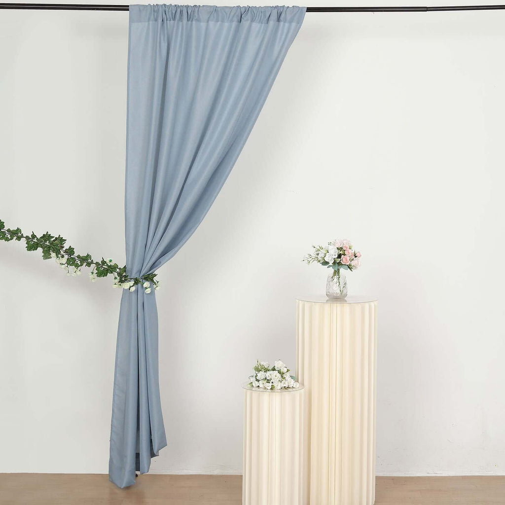 2 Pack Dusty Blue Polyester Event Curtain Drapes, 10ftx8ft Backdrop Event Panels With Rod Pockets 130 GSM - Bell Racket Store