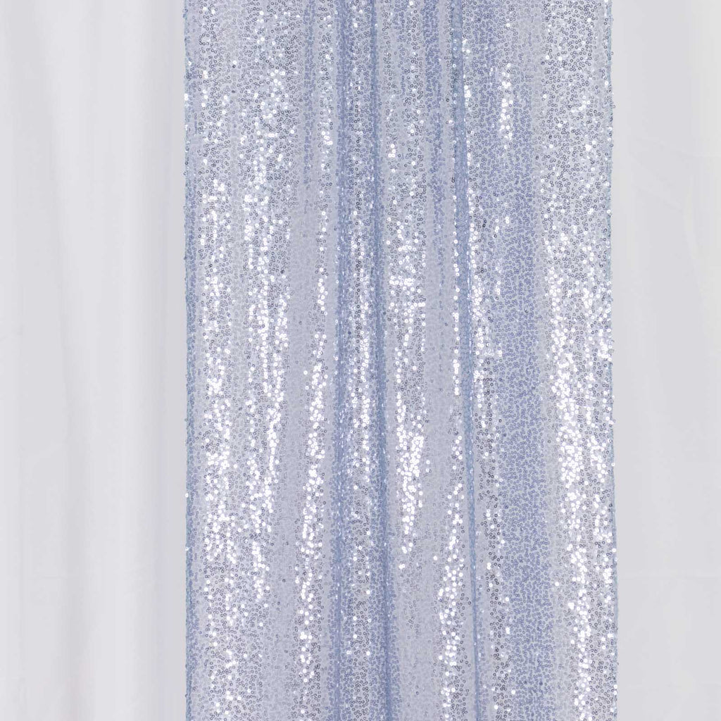 2 Pack Dusty Blue Sequin Event Curtain Drapes with Rod Pockets, Seamless Backdrop Event Panels - 8ftx2ft - Bell Racket Store