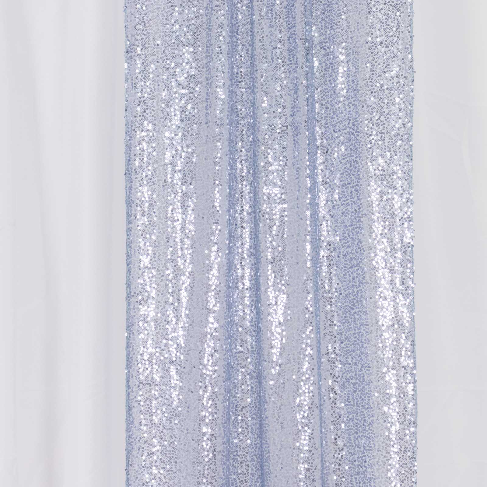 2 Pack Dusty Blue Sequin Event Curtain Drapes with Rod Pockets, Seamless Backdrop Event Panels - 8ftx2ft - Bell Racket Store