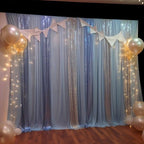 2 Pack Dusty Blue Sequin Event Curtain Drapes with Rod Pockets, Seamless Backdrop Event Panels - 8ftx2ft - Bell Racket Store