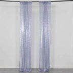 2 Pack Dusty Blue Sequin Event Curtain Drapes with Rod Pockets, Seamless Backdrop Event Panels - 8ftx2ft - Bell Racket Store