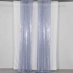 2 Pack Dusty Blue Sequin Event Curtain Drapes with Rod Pockets, Seamless Backdrop Event Panels - 8ftx2ft - Bell Racket Store