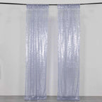 2 Pack Dusty Blue Sequin Event Curtain Drapes with Rod Pockets, Seamless Backdrop Event Panels - 8ftx2ft - Bell Racket Store