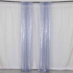 2 Pack Dusty Blue Sequin Event Curtain Drapes with Rod Pockets, Seamless Backdrop Event Panels - 8ftx2ft - Bell Racket Store