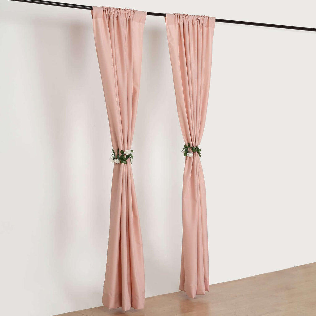 2 Pack Dusty Rose Polyester Event Curtain Drapes, 10ftx8ft Backdrop Event Panels With Rod Pockets 130 GSM - Bell Racket Store