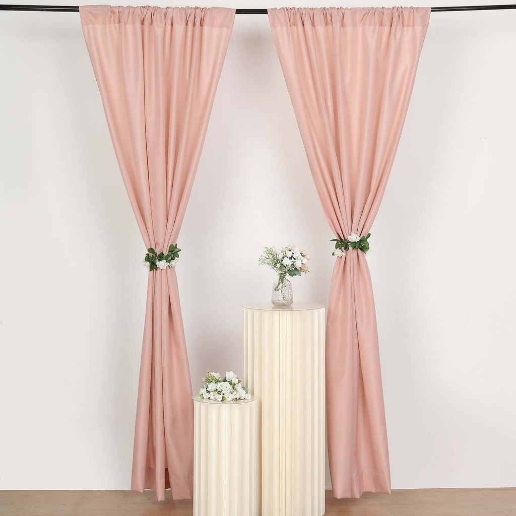 2 Pack Dusty Rose Polyester Event Curtain Drapes, 10ftx8ft Backdrop Event Panels With Rod Pockets 130 GSM - Bell Racket Store