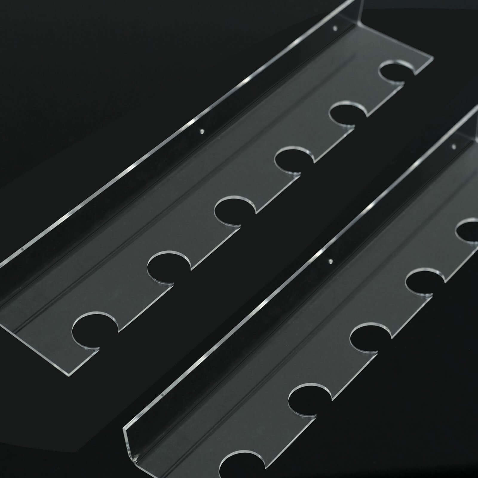 2 - Pack Floating Wine Glass Holder Rack Clear Acrylic Holds 12, Wall Mounted Champagne Flute Stemware Hanging Shelves for Events & Home Bar 21" - Bell Racket Store