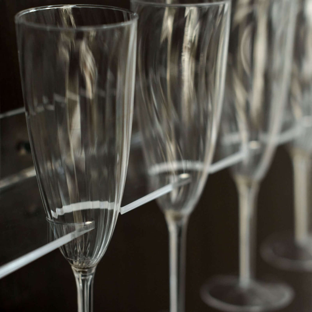 2 - Pack Floating Wine Glass Holder Rack Clear Acrylic Holds 12, Wall Mounted Champagne Flute Stemware Hanging Shelves for Events & Home Bar 21" - Bell Racket Store