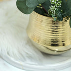 2 - Pack Flower Plant Pots Textured Round Design Metallic Gold - Ceramic Cylindrical Bell Shaped Planters 6" - Bell Racket Store