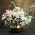 2 - Pack Flower Plant Pots Textured Round Design Metallic Gold - Ceramic Cylindrical Bell Shaped Planters 6" - Bell Racket Store