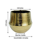 2 - Pack Flower Plant Pots Textured Round Design Metallic Gold - Ceramic Cylindrical Bell Shaped Planters 6" - Bell Racket Store