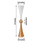 2 - Pack Flower Vases Trumpet Design with Crystal Embellishments Clear and Gold - Reversible Plastic Centerpieces for Events 27" - Bell Racket Store