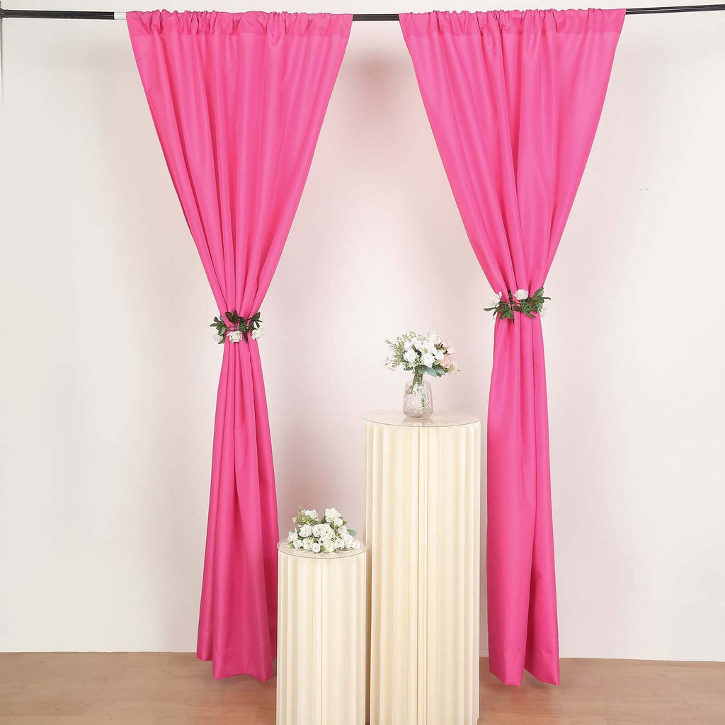 2 Pack Fuchsia Polyester Event Curtain Drapes, 10ftx8ft Backdrop Event Panels With Rod Pockets 130 GSM - Bell Racket Store