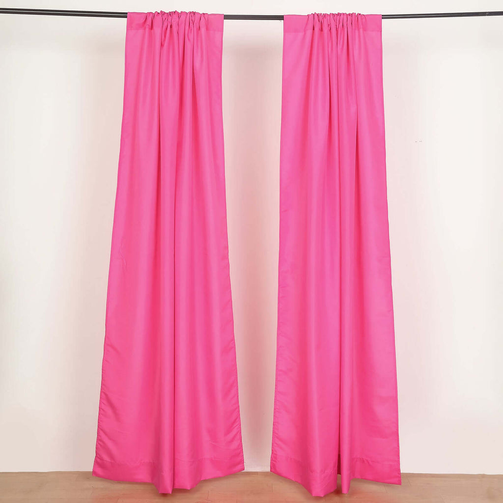 2 Pack Fuchsia Polyester Event Curtain Drapes, 10ftx8ft Backdrop Event Panels With Rod Pockets 130 GSM - Bell Racket Store