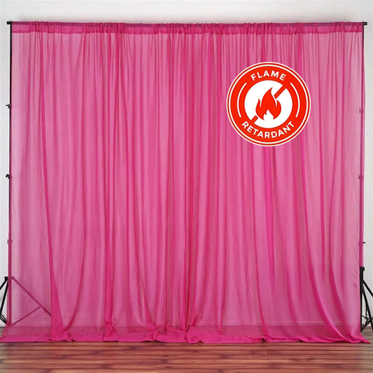 2 Pack Fuchsia Sheer Chiffon Event Curtain Drapes, Durable Flame Resistant Organza Backdrop Event Panels With Rod Pockets - 10ftx10ft - NestOCart