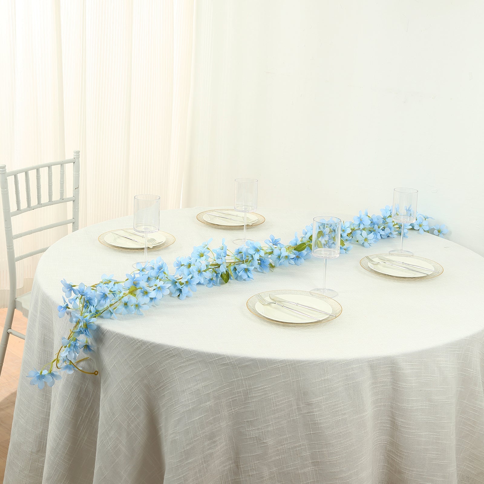 2 - Pack Garland String Lights Jasmine Silk Flower Design Blue Warm White - Battery Operated Hanging DÃ©cor 6ft - Bell Racket Store