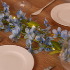 2 - Pack Garland String Lights Jasmine Silk Flower Design Blue Warm White - Battery Operated Hanging DÃ©cor 6ft - Bell Racket Store