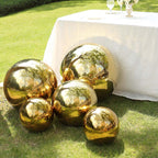 2 - Pack Gazing Globe Mirror Ball Reflective Hollow Stainless Steel Gold Spheres - Decorative Outdoor Garden Display 12" - Bell Racket Store