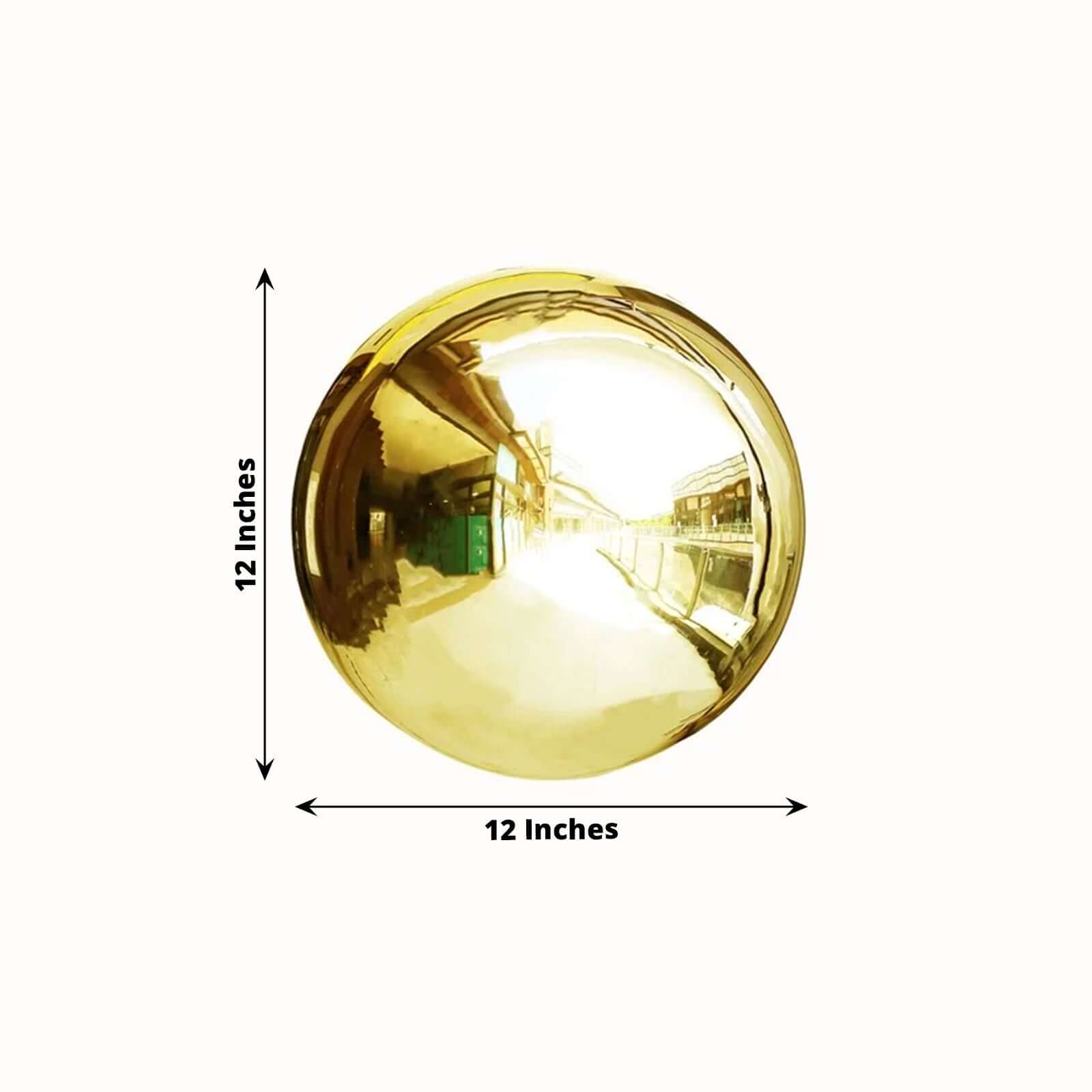 2 - Pack Gazing Globe Mirror Ball Reflective Hollow Stainless Steel Gold Spheres - Decorative Outdoor Garden Display 12" - Bell Racket Store