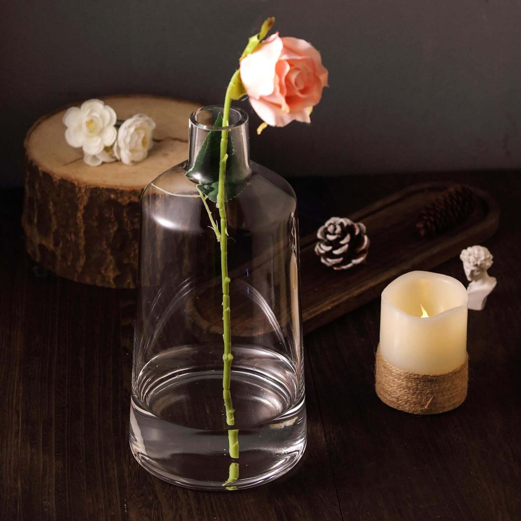 2-Pack Glass Bud Vases Tapered Neck Design Clear - Stylish Floral Table Centerpieces 12"