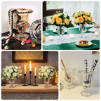 2 - Pack Glass Mini Pedestal Flower Vases in Classic Roman Urn Style Amber Gold - Sophisticated Wedding Table Centerpieces 6" - Bell Racket Store