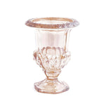 2 - Pack Glass Mini Pedestal Flower Vases in Classic Roman Urn Style Amber Gold - Sophisticated Wedding Table Centerpieces 8" - Bell Racket Store