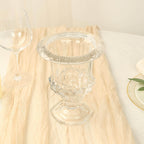 2 - Pack Glass Mini Pedestal Flower Vases in Classic Roman Urn Style Clear - Sophisticated Wedding Table Centerpieces 6" - Bell Racket Store