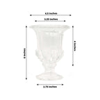 2 - Pack Glass Mini Pedestal Flower Vases in Classic Roman Urn Style Clear - Sophisticated Wedding Table Centerpieces 6" - Bell Racket Store