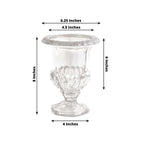 2 - Pack Glass Mini Pedestal Flower Vases in Classic Roman Urn Style Clear - Sophisticated Wedding Table Centerpieces 8" - Bell Racket Store